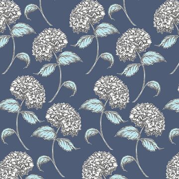 Artwork thumbnail, Hydrangea Vintage Floral Pattern in Blue by jeff-jones