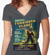 Vintage Sci-fi Movie Forbidden Planet, Robot Fitted V-Neck T-Shirt