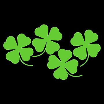 Four Leaf Lucky Clover Shamrock Clusters in Black Background | Sticker