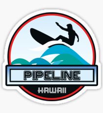 Surfing Pipeline Hawaii Oahu Surf Surfboard Waves Sticker