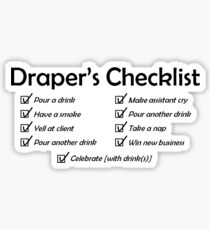 Draper's Checklist, black design Sticker