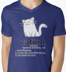 Camiseta para hombre de cuello en v Cat-ion science puns