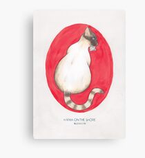 Haruki Murakami's Kafka on the Shore // Illustration of a Siamese Cat with a Fish in her Mouth in Pencil and Watercolour Canvas Print