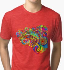 Psychedelizard Psychedelic Chameleon Colorful Rainbow Lizard Tri-blend T-Shirt