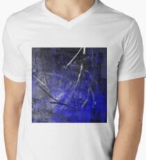 In The Dead of Night - Textured Abstract in blue, black and white V-Neck T-Shirt