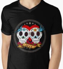 Liebesschädel T-Shirt mit V-Ausschnitt für Männer