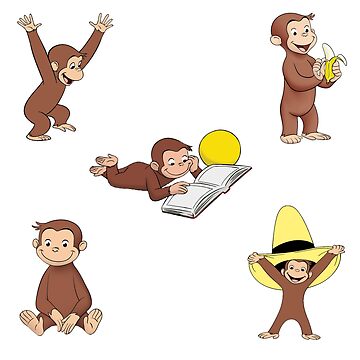 George the curious monkey cartoon for kids pack  Art Board Print for Sale  by portrait4you