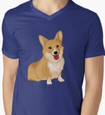 Cute smiling corgi T-Shirt mit V-Ausschnitt