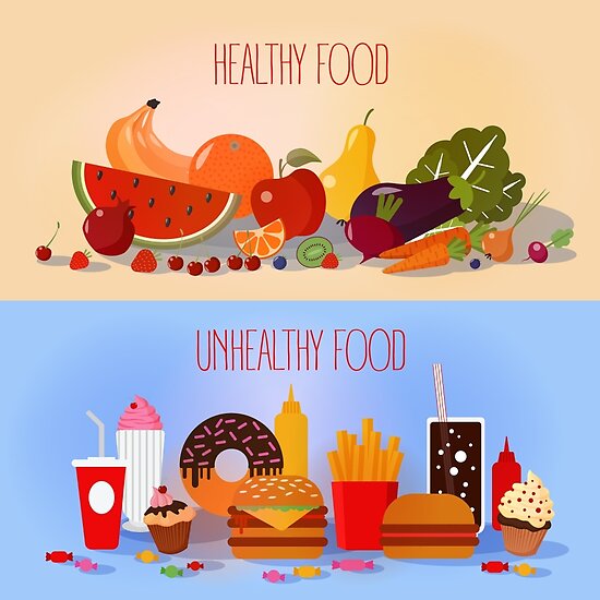 Healthy Vs Unhealthy Food Chart Healthy Living Posters