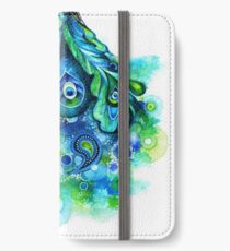 Pfau Aquarell iPhone Flip-Case/Hülle/Skin