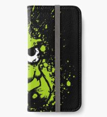 Splatoon Black Squid with Blank Eyes on Green Splatter Mask iPhone Wallet/Case/Skin
