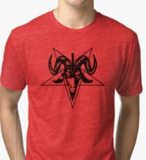 Satanic Goat Head with Pentagram (black) Tri-blend T-Shirt