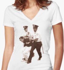 Bernie Sanders Arrested Women's Fitted V-Neck T-Shirt