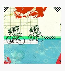Cycling Mixed Media Collage Illustration Photographic Print