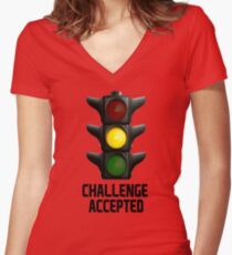 we all have this thing with the traffic light! Women's Fitted V-Neck T-Shirt
