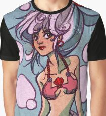 Camiseta gráfica Marmaid de pelo plateado