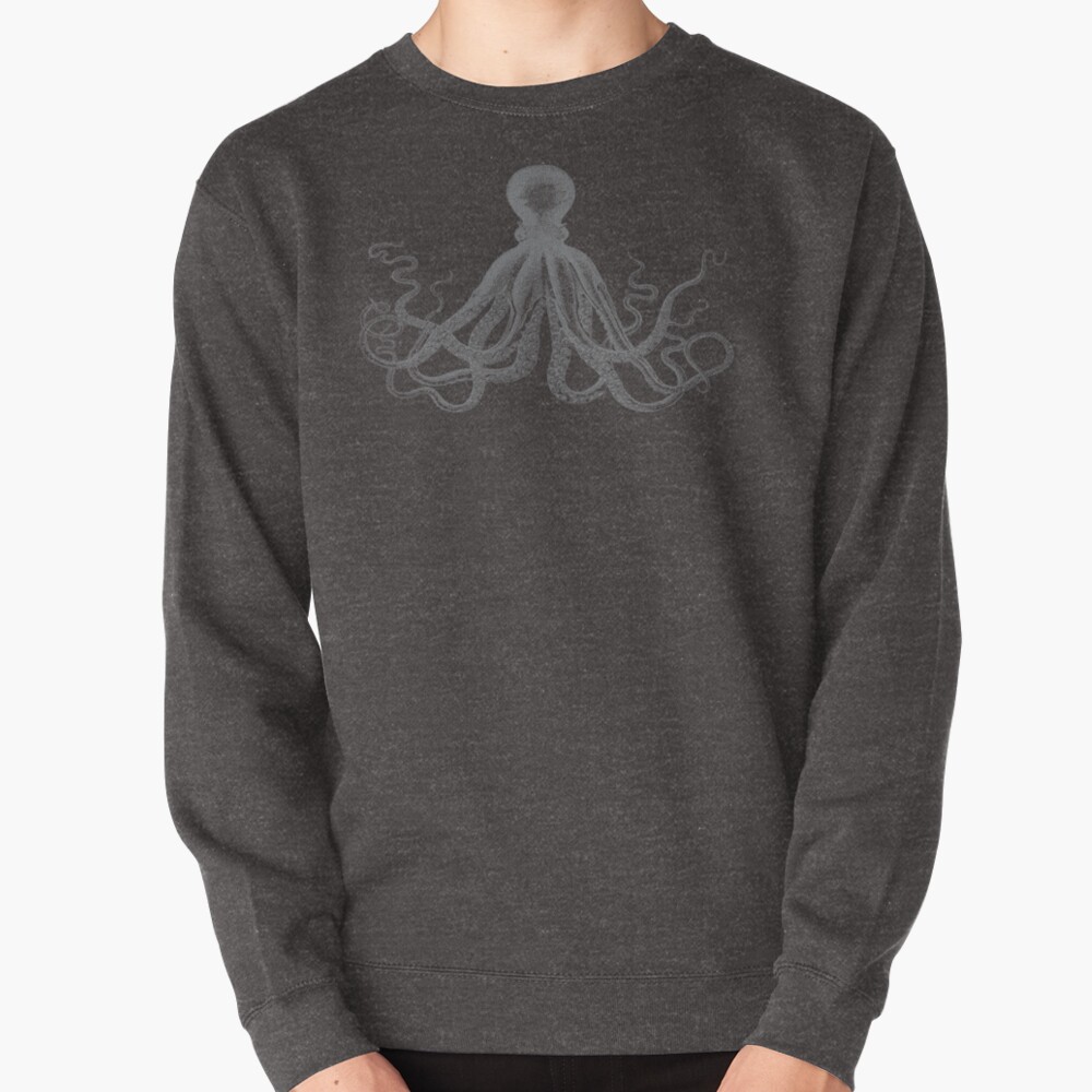 Octopus | Vintage Octopus | Tentacles | Sea Creatures | Nautical | Ocean | Sea | Beach | Grey and White | Pullover Sweatshirt