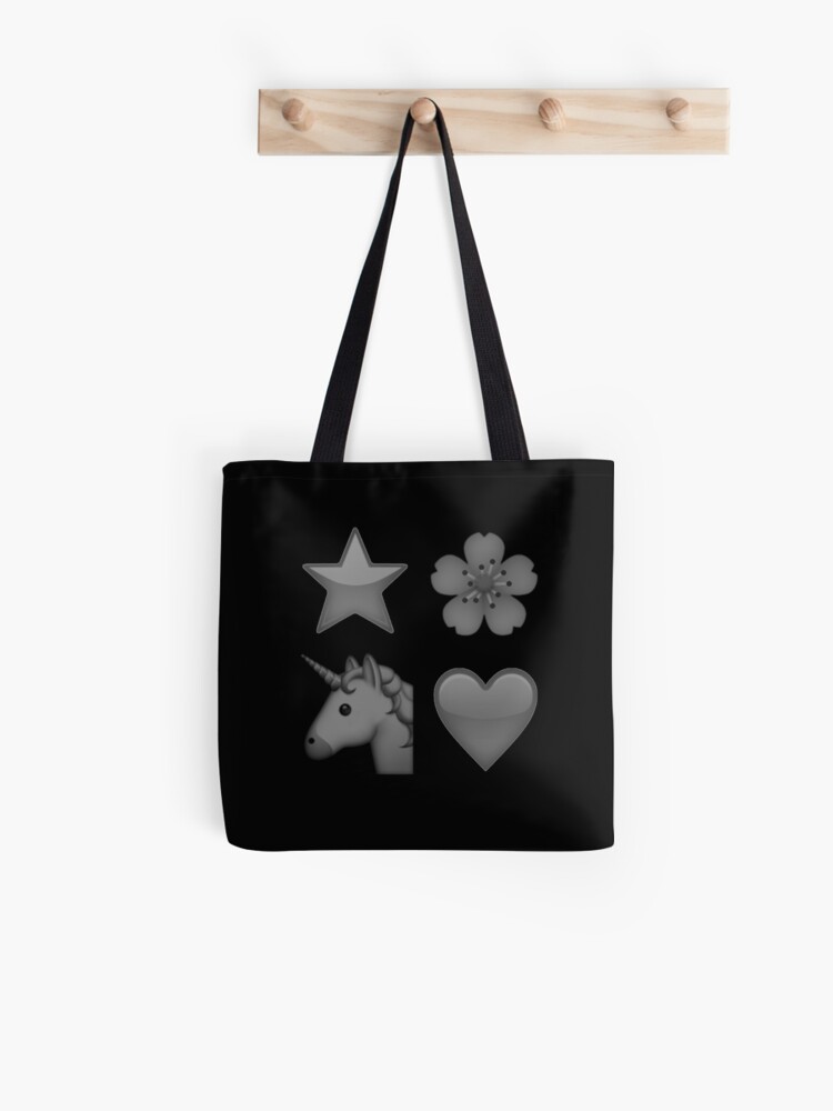 Black Emojis Unicorn Heart Star Flower Tote Bag By Aurora