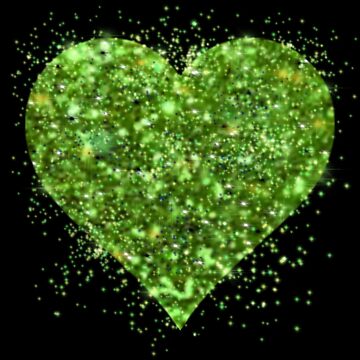 1.5 Glitter Green Heart Stickers, Large Heart Labels Valentines Decor 500  per Roll, St. Patricks Day Decorations for Kids Envelopes