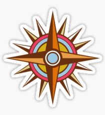 Vintage Compass Star Isolated Retro Sticker