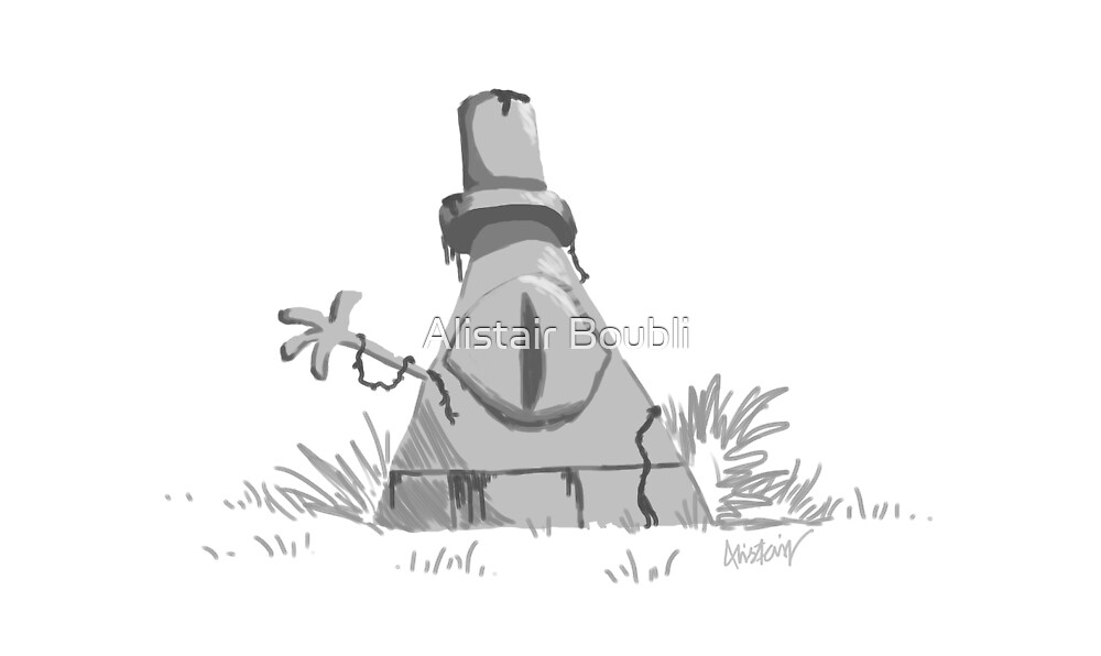 "Gravity Falls - Bill Cipher stone statue" by Alistair Boubli | Redbubble