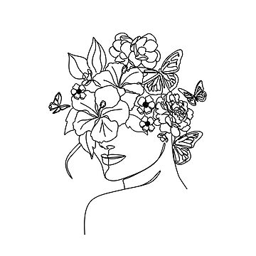 Flower Head Woman Art Print  Woman With Plants on Head Poster