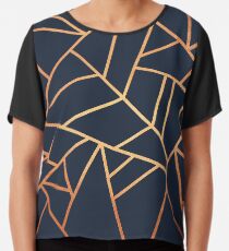 Copper and Midnight Navy Chiffon Top