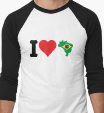 I Heart Brazil Men's Baseball ¾ T-Shirt