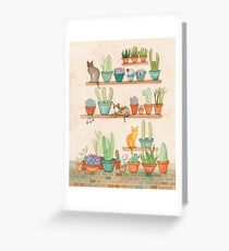 Tarjeta de felicitación Gatos y Cactus