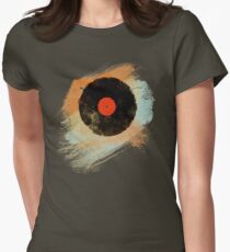 Vinyl Record Retro T-Shirt - Vinyl Records Modern Grunge Design Women's Fitted T-Shirt