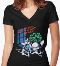 Pinky and Brain Take over The world Women's Fitted V-Neck T-Shirt