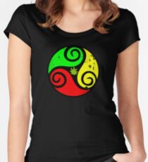 Reggae Love Vibes - Cannabis Reggae Flag Women's Fitted Scoop T-Shirt
