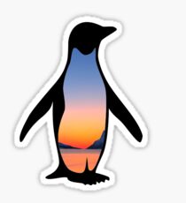 Sunset Penguin Sticker