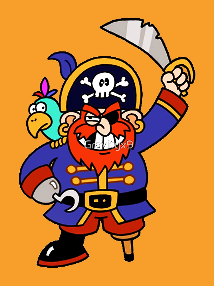 "Cartoon Pirate with Peg Leg & Parrot" Tshirt by Gravityx9 Redbubble