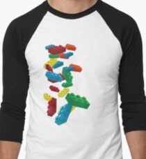 Falling Legos Men's Baseball ¾ T-Shirt