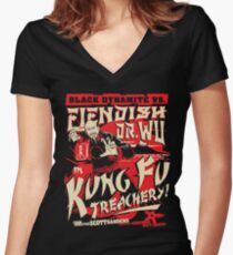 Black Dynamite vs. Fiendish Dr. Wu Women's Fitted V-Neck T-Shirt