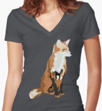 Geometric Fox Women's Fitted V-Neck T-Shirt