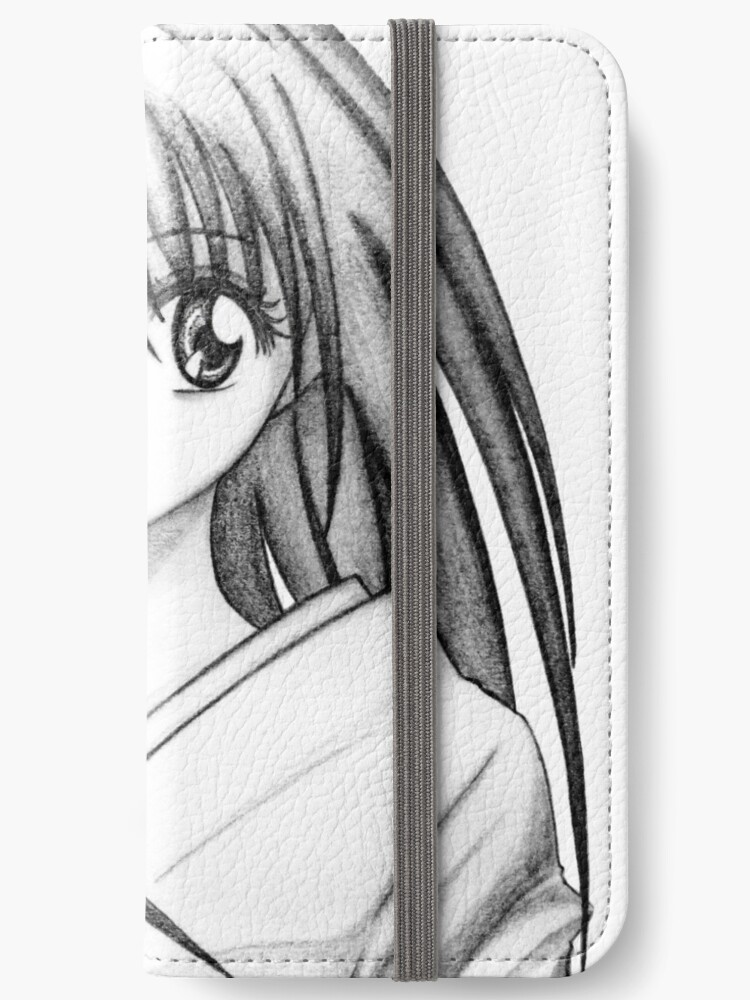 Random Anime Girl Pencil Drawing Iphone Wallet By Johan Dee