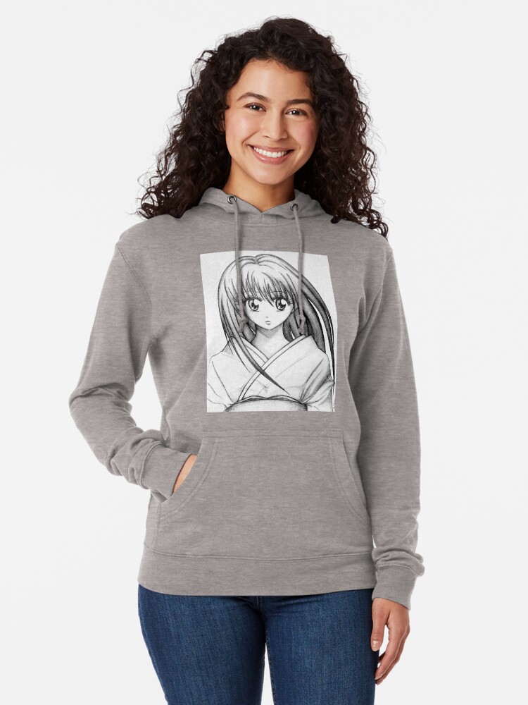 Random Anime Girl Pencil Drawing Lightweight Hoodie