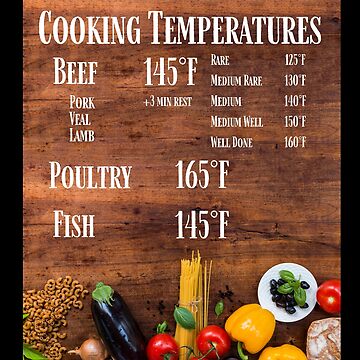 Cooking Temperature Chart Magnet Photographic Print for Sale by hashntoast