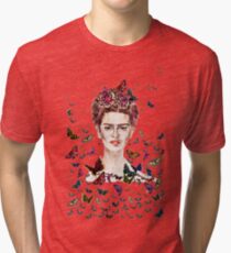 Frida Kahlo Flowers Butterflies Tri-blend T-Shirt