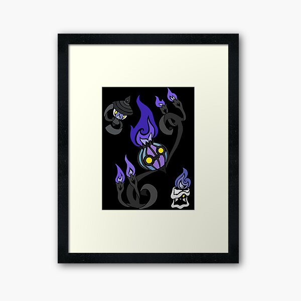 Flames of the Forgotten - Chandelure, Lampent and Litwick Framed Art Print