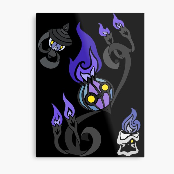 Flames of the Forgotten - Chandelure, Lampent and Litwick Metal Print