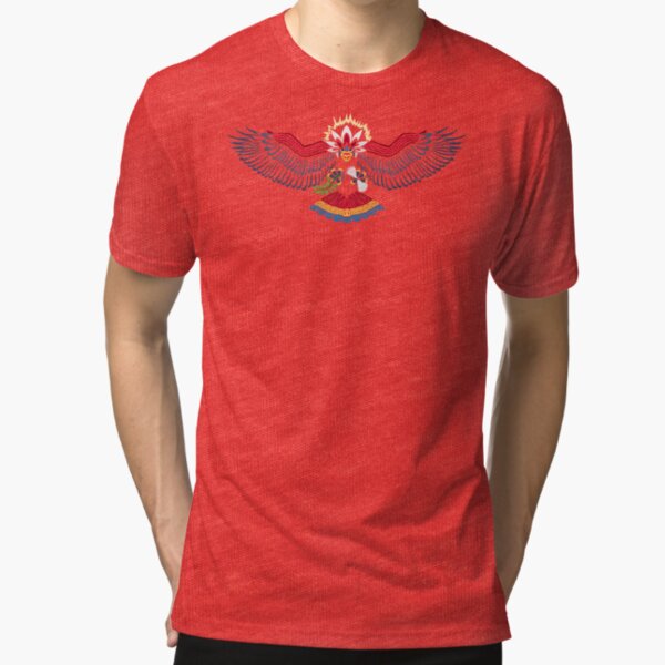 Colored Tribalish Braviary - The All-American Bird Tri-blend T-Shirt