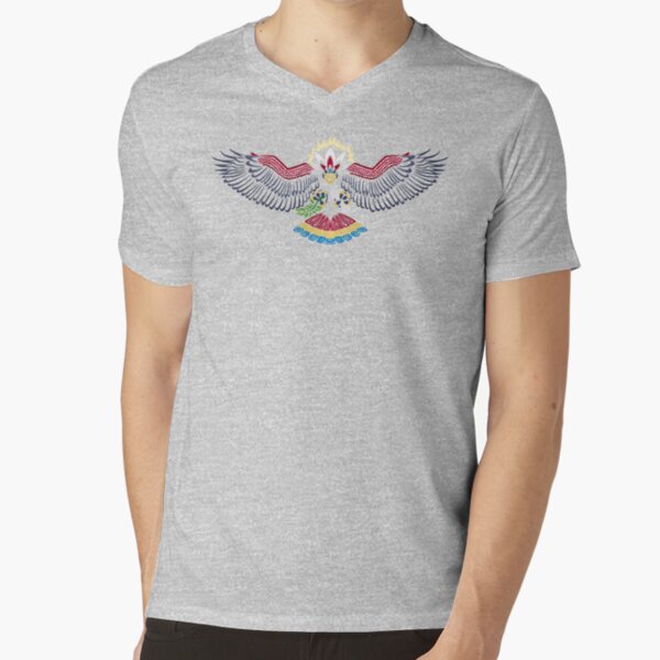 Colored Tribalish Braviary - The All-American Bird V-Neck T-Shirt