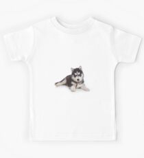 Cute puppy Husky with blue eyes Kids Tee