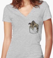 Pocket Deathclaw Women's Fitted V-Neck T-Shirt