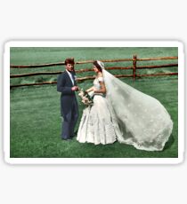 Coloized JFK & Jackie as Newly Weds 1953 Sticker