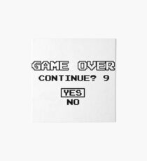 Game Over Continue Gaming Retro Old School 90s Art Board