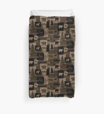 Rustic wood bear moose pattern Duvet Cover